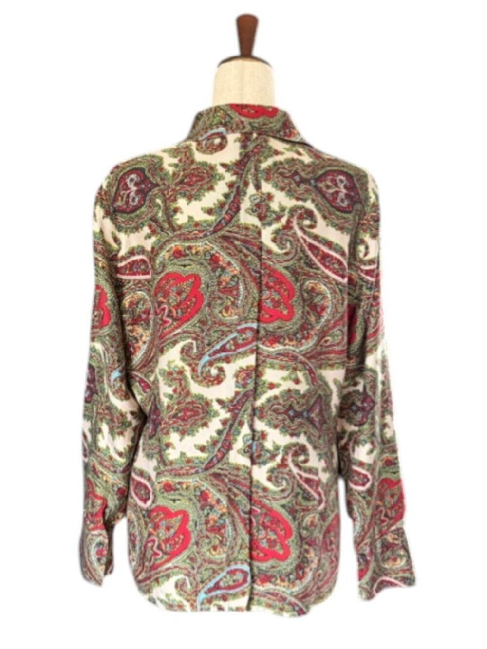 Talbots Women’s 100% Silk Blouse Paisley Print Button Front Collar V-Neck 14 EUC - Picture 13 of 16